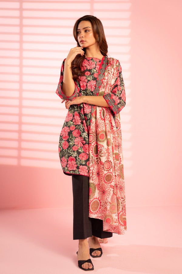 3 Piece Printed Lawn Suit With Printed Lawn Dupatta