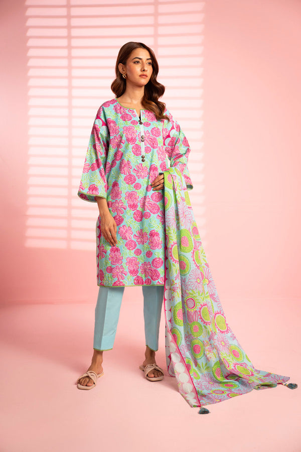 3 Piece Printed Lawn Suit With Printed Lawn Dupatta