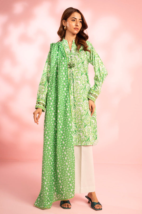 3 Piece Printed Lawn Suit With Printed Lawn Dupatta