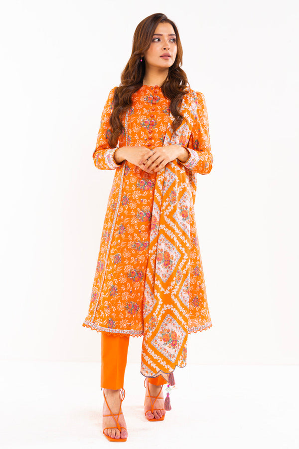 3 Pc Printed Lawn Suit With Lawn Dupatta