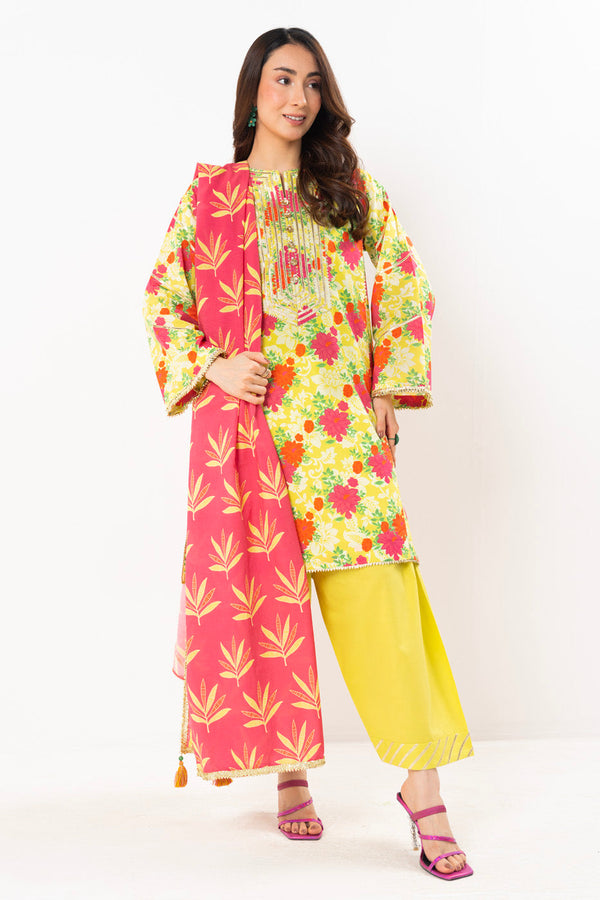 3 Pc Printed Lawn Suit With Printed Lawn Dupatta