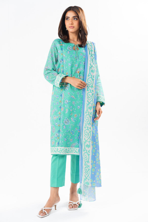 3 Pc Printed Lawn Suit With Printed Lawn Dupatta