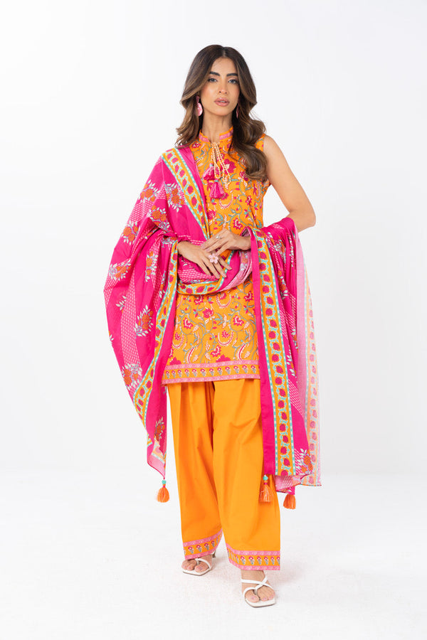 3 Piece Printed Lawn  Suit With Printed Lawn Dupatta