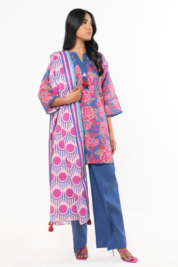 3 Pc Printed Lawn Suit With Printed Lawn Dupatta