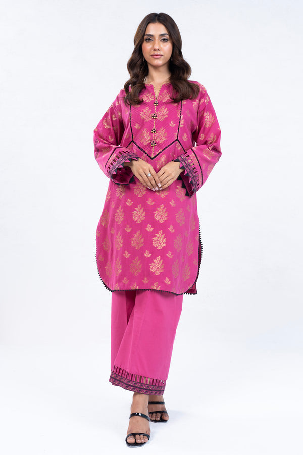 2 Pc Woven Jacquard Suit With Cambric Trouser