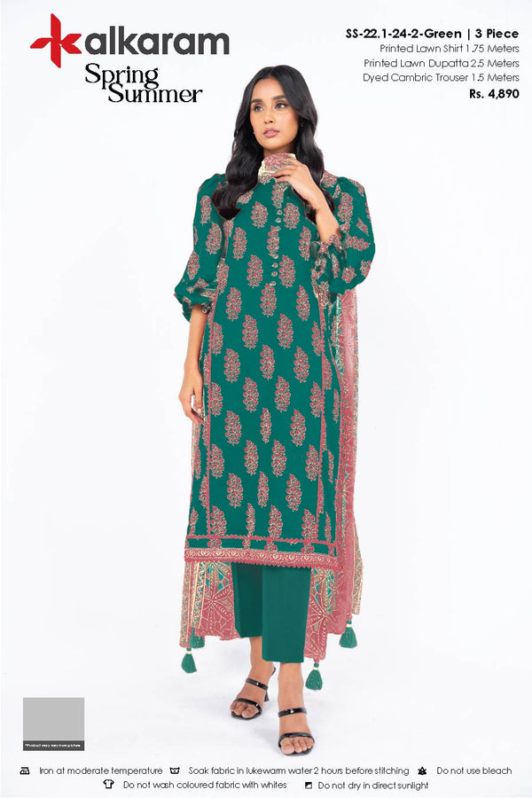 3 Pc Printed Lawn Suit With Lawn Dupatta