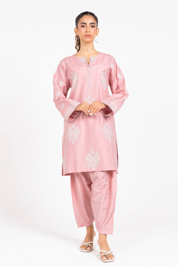 Stitched - 2 Pc Embroidered Cotton Silk Outfit