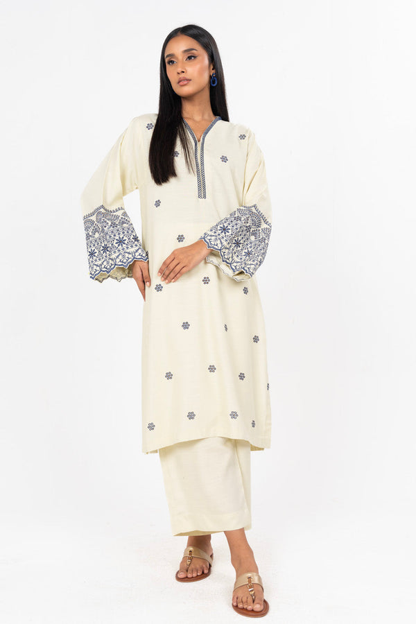 Stitched - 2 Pc Embroidered Raw Silk Outfit