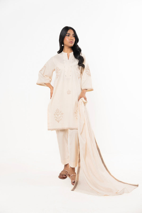 Stitched - Embroidered Zari Lawn Kurta