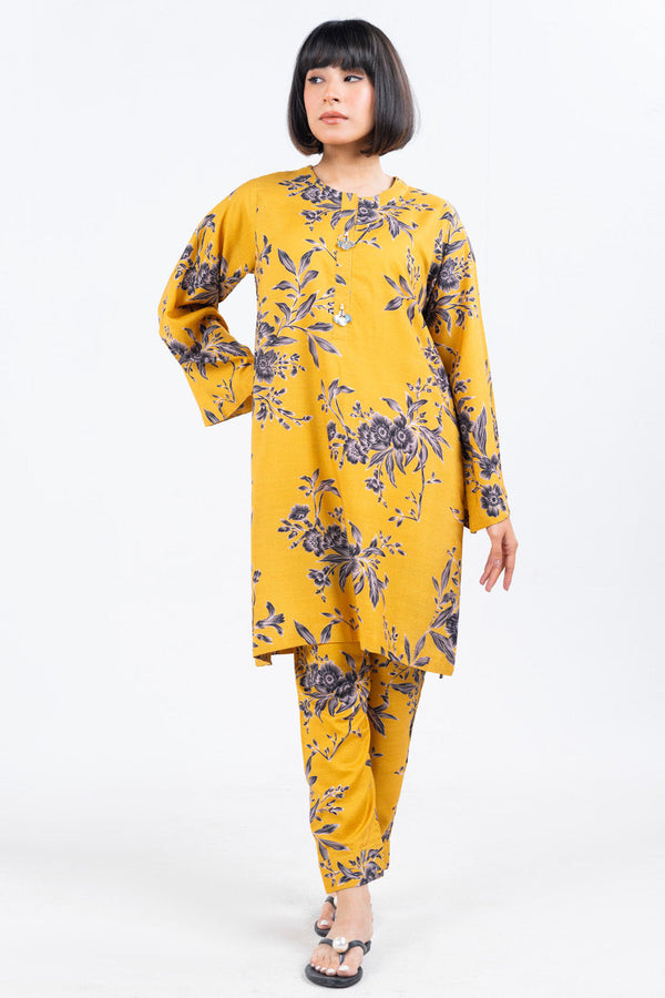 2 Pc Printed Raw Silk Outfit
