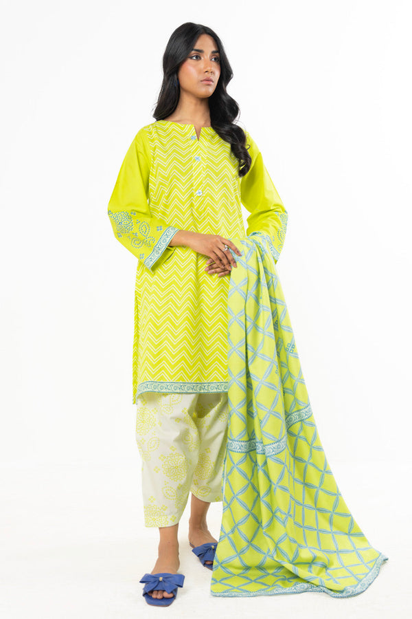 Stitched - 3 Pc Printed Khaddar Outfit