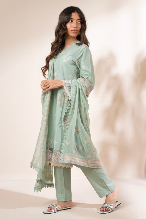 Stitched - 3 Pc Embroidered Lawn Outfit
