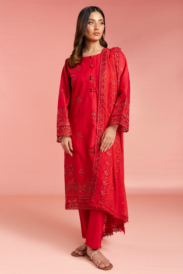 Stitched - 3 Pc Embroidered Lawn Outfit
