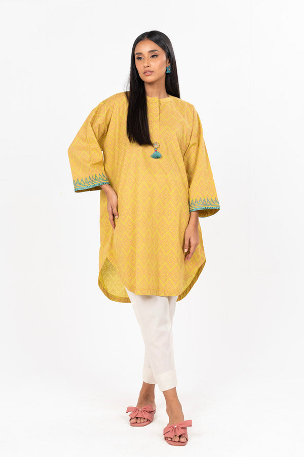 Dyed Embroidered Cambric Kurti