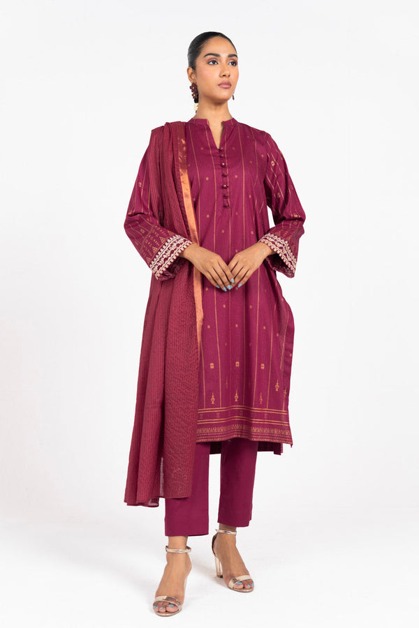 Stitched - 2 Pc Embroidered Zari Lawn Outfit