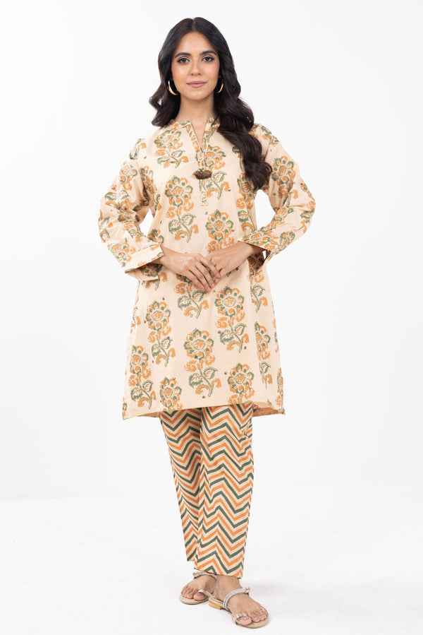 Stitched - 2 Pc Embroidered Cotton Silk Outfit