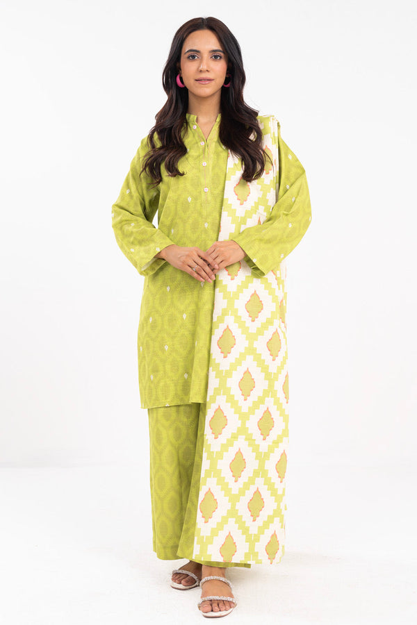 Stitched - 3 Pc Embroidered Khaddar Outfit