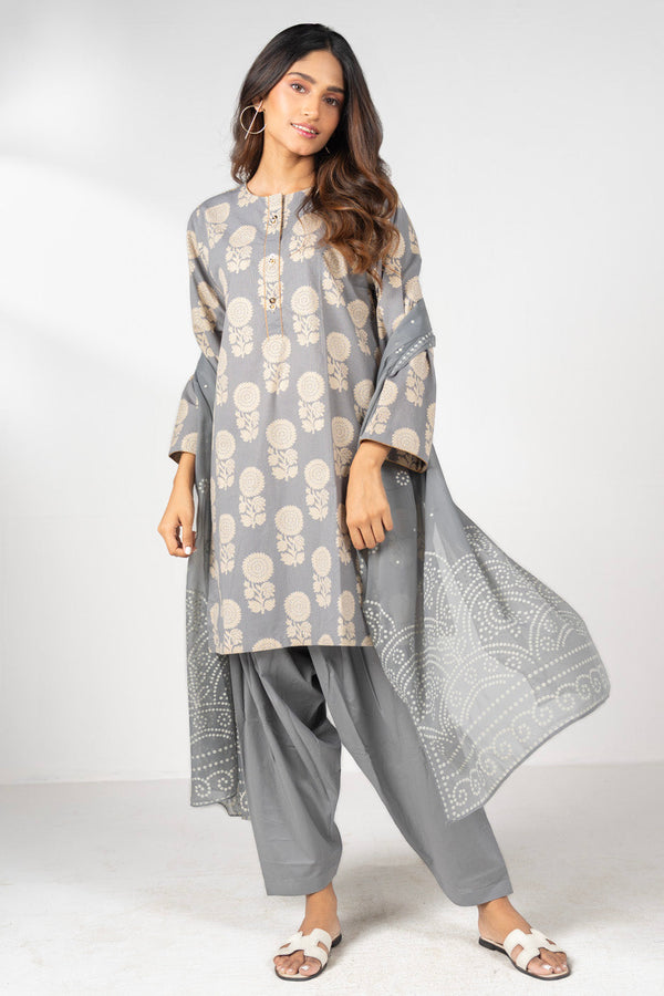 Stitched - Printed Zari Lawn Kurti