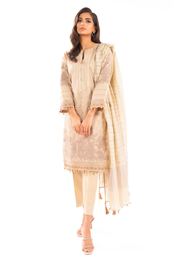 3 Pc Embroidered Lawn Suit With Yarn Dyed Dupatta