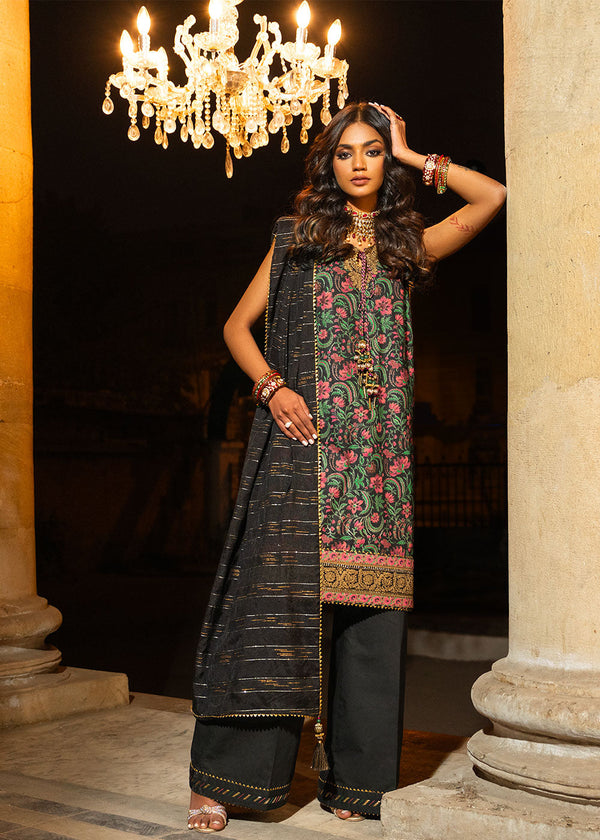 3 Pc Embroidered Dobby Lawn Suit With Fancy Dupatta