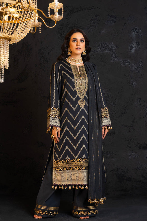 3 Pc Embroidered Dobby Lawn Suit With Doriya Dupatta