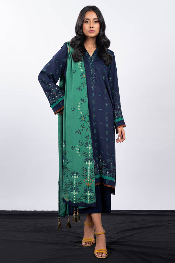 2 Pc Printed Twill Viscose Suit With Twill Viscose Dupatta