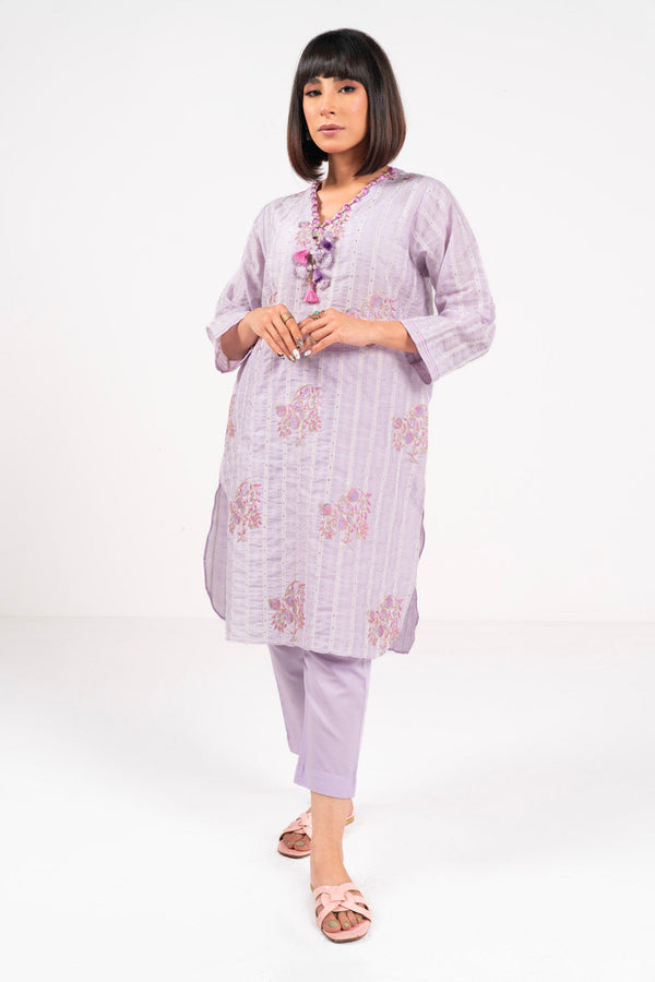 Dyed Embroidered Zari Kurti