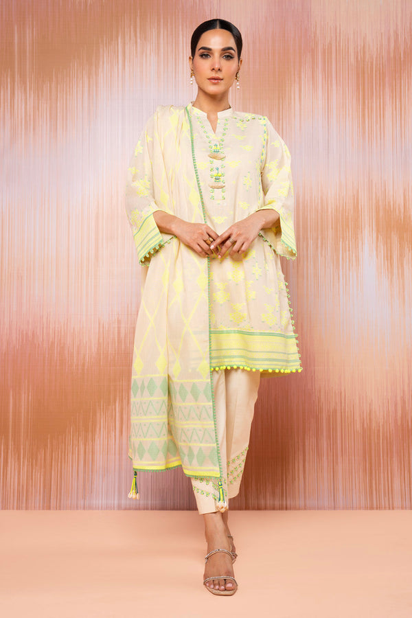 3 Pc Jacquard Suit With Jacquard Dupatta