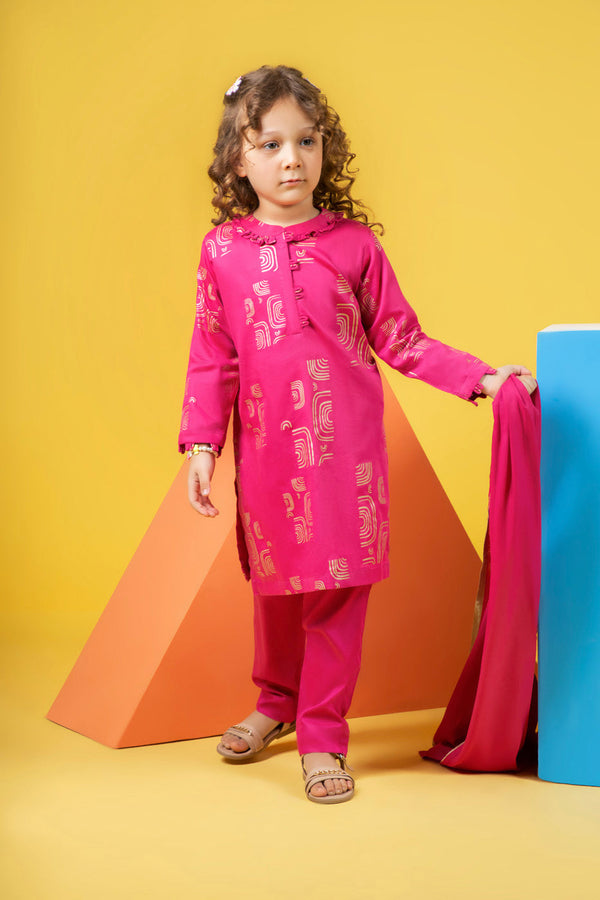 3 PC Printed Cotton Satin Outfit