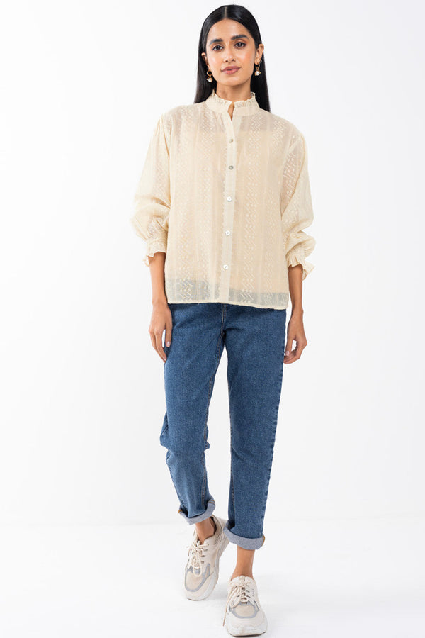 Dyed Embroidered Cotton Shirt