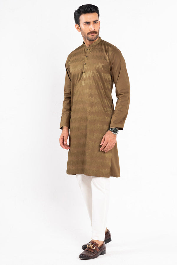 Dyed Embroidered Cambric Kurta