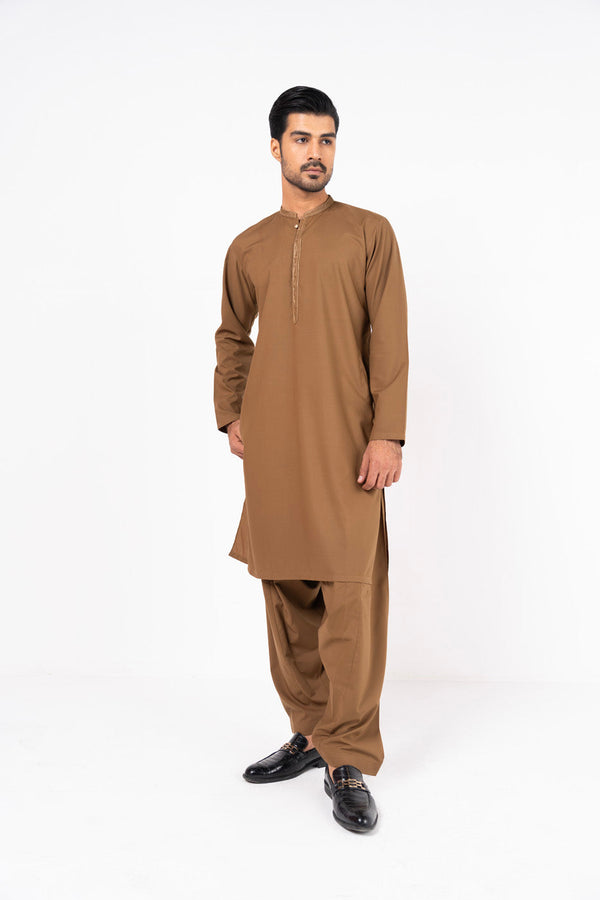 Dyed Embroidered Blended Shalwar Kameez