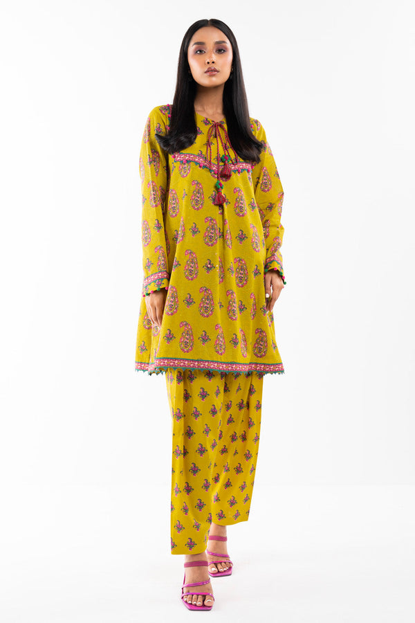 2 Pc Printed Lawn Shirt With Cambric Trouser