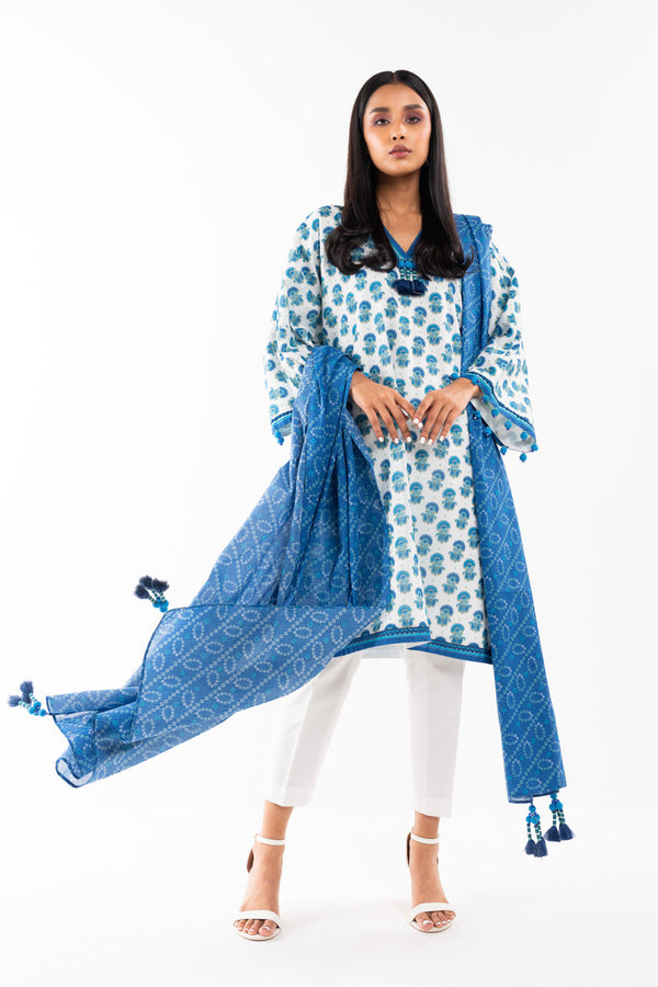 2 Pc Printed Lawn Shirt With Lawn Dupatta