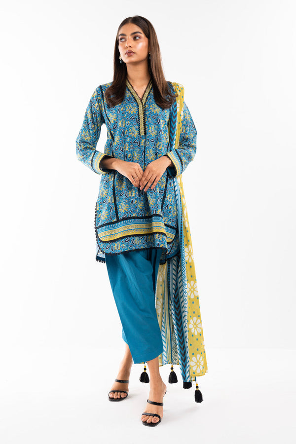 2 Pc Printed Lawn Shirt With Lawn Dupatta