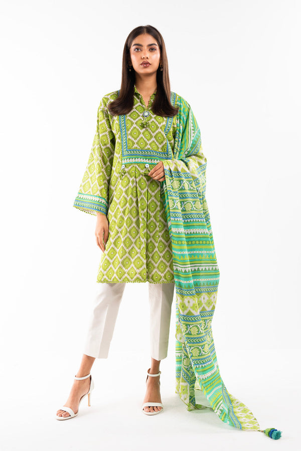 2 Pc Printed Lawn Shirt With Lawn Dupatta