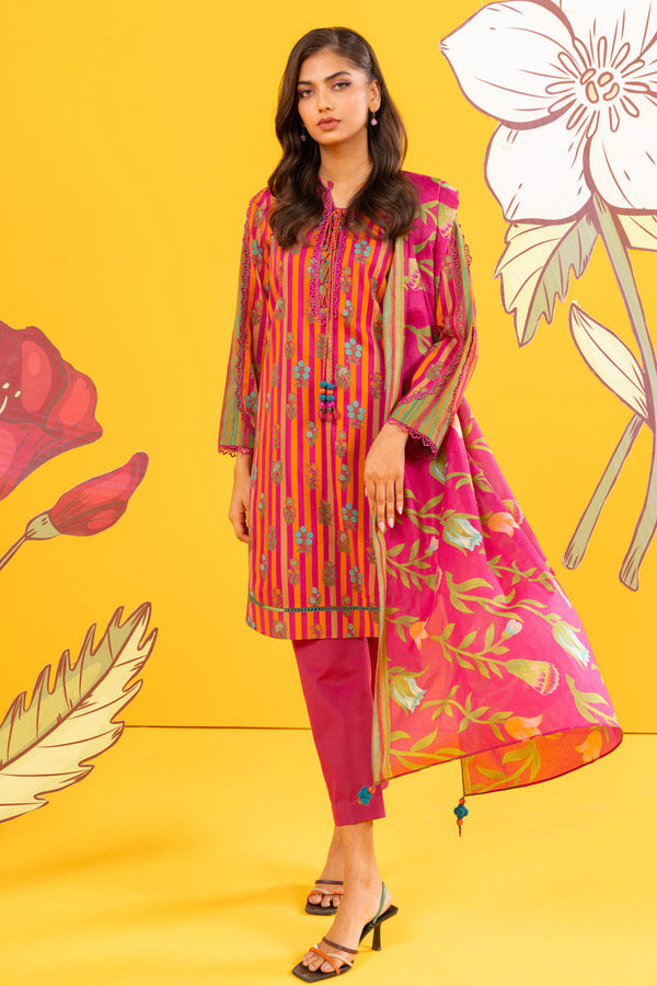 2 Pc Printed Lawn Shirt With Lawn Dupatta