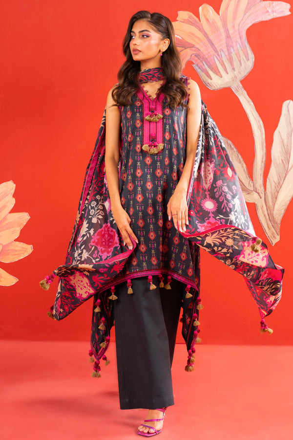 2 Pc Printed Lawn Shirt With Lawn Dupatta