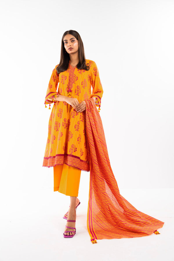 2 Pc Printed Lawn Shirt With Lawn Dupatta