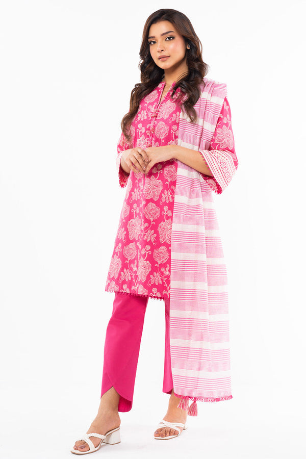 3 Pc Printed Lawn Suit With Yarn Dyed Dupatta