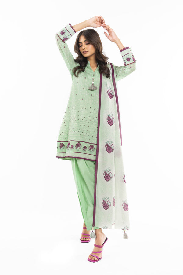 2 Pc Printed Lawn Suit With Lawn Dupatta