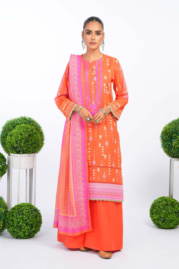 2 Pc Embroidered Lawn Suit With Cotton Net Dupatta