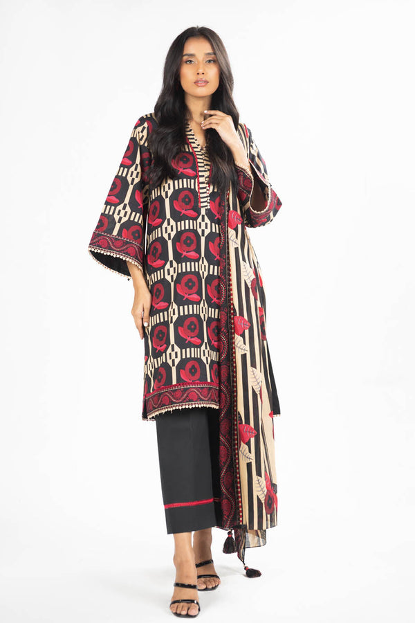 3 Pc Printed Lawn Suit With Lawn Dupatta