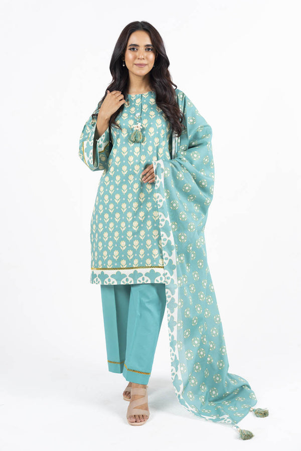 3 Pc Printed Lawn Suit With Lawn Dupatta