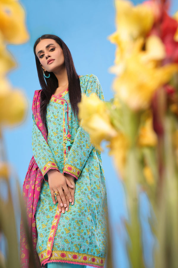 2 Pc Printed Lawn Suit With Lawn Dupatta