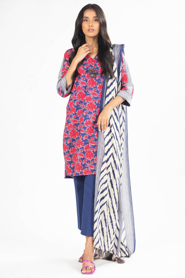 3 Pc Printed Lawn Suit With Lawn Dupatta