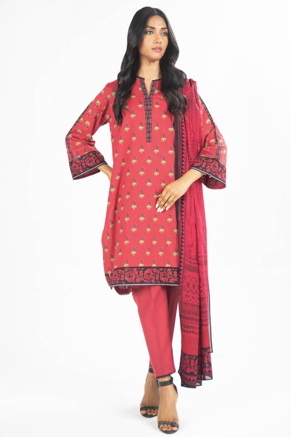 2 Pc Printed Lawn Suit With Lawn Dupatta