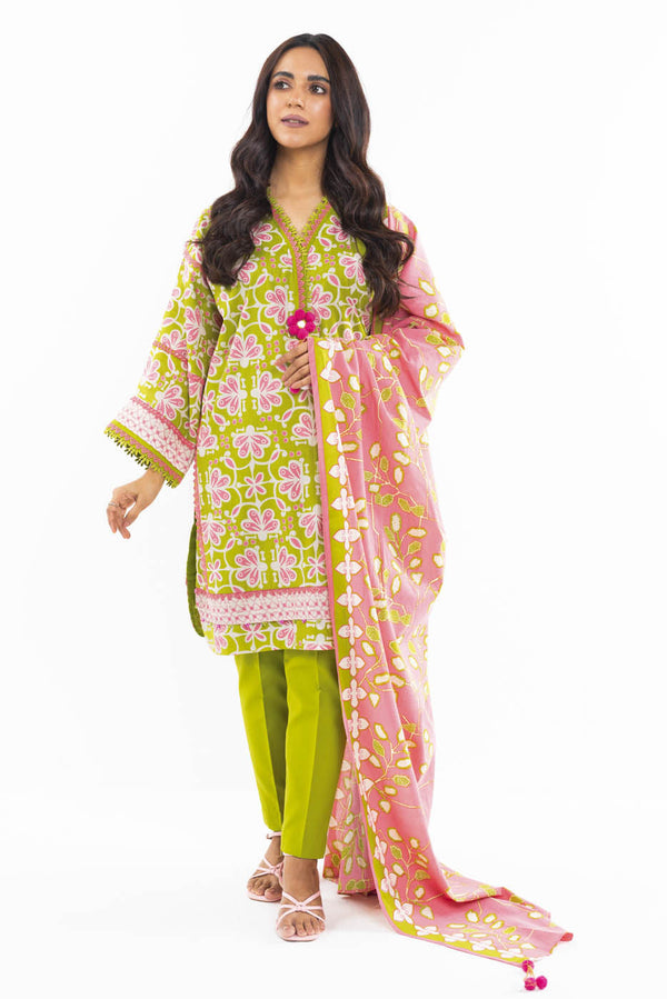 3 Pc Printed Lawn Suit With Lawn Dupatta