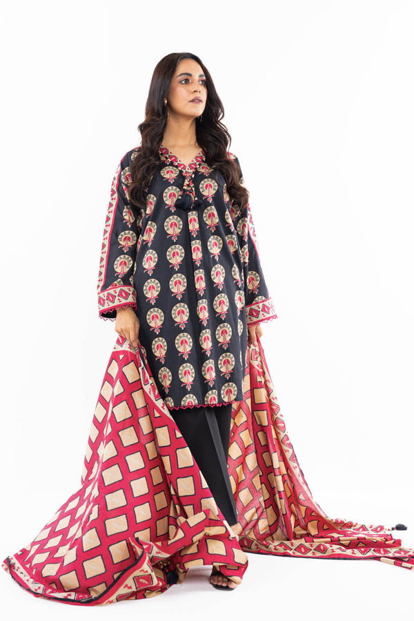 3 Pc Printed Lawn Suit With Lawn Dupatta