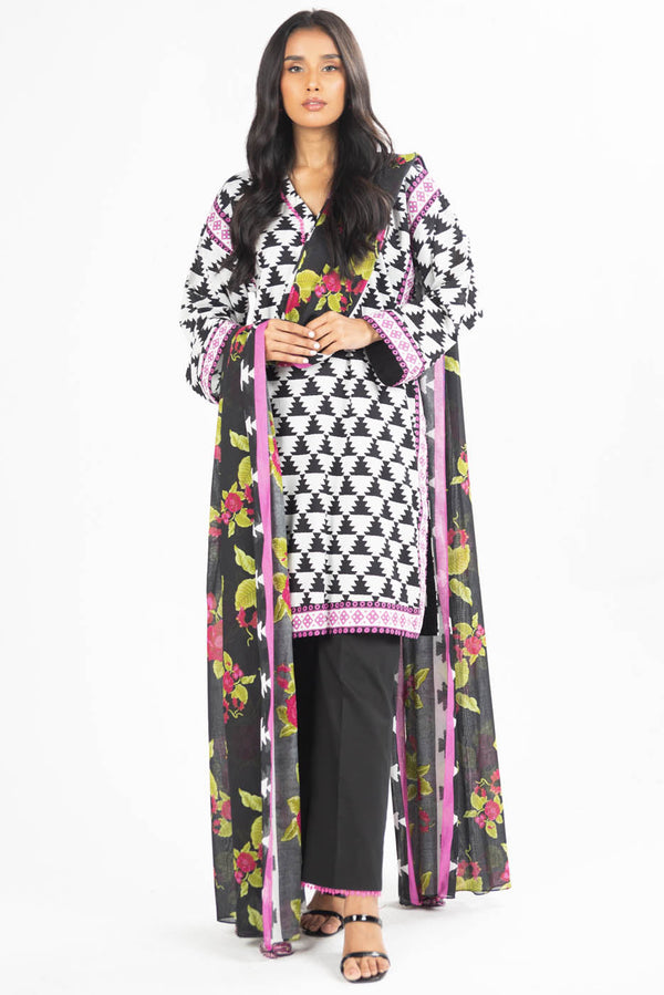 3 Pc Printed Lawn Suit With Lawn Dupatta